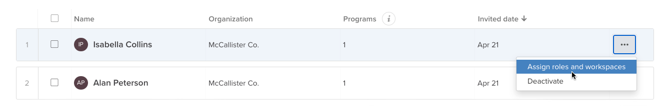 Assign Roles and Workspaces for Individual User