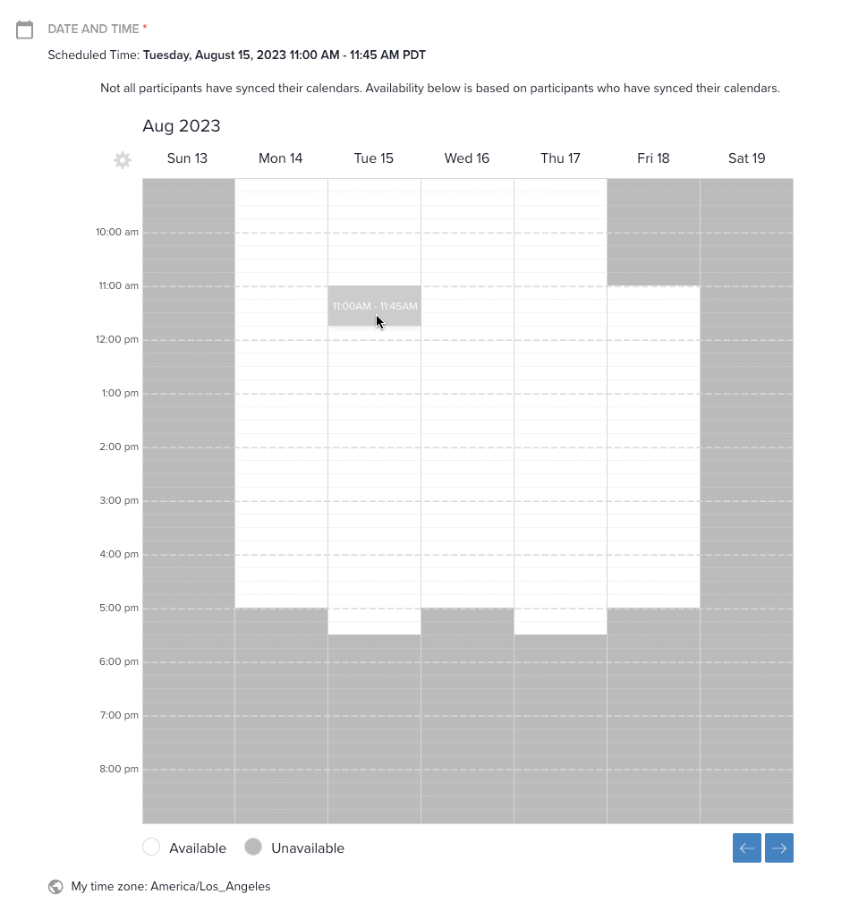 Choose Date and Time