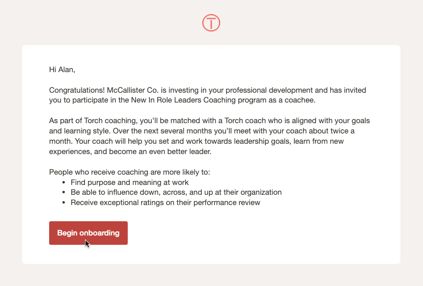 Coaching Program Invitation Email