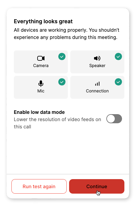 Continue After Equipment Check