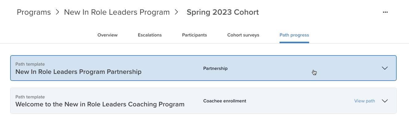 Select a path template to expand that section and see the full path's report.